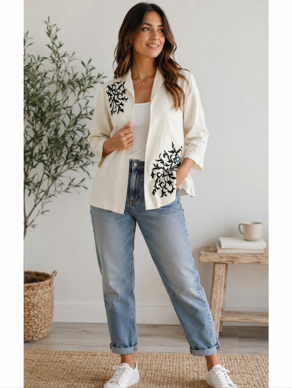 Victor Costa Occasion Ivory Silk Beaded Embroidered Jacket Blazer Size M NWTEl